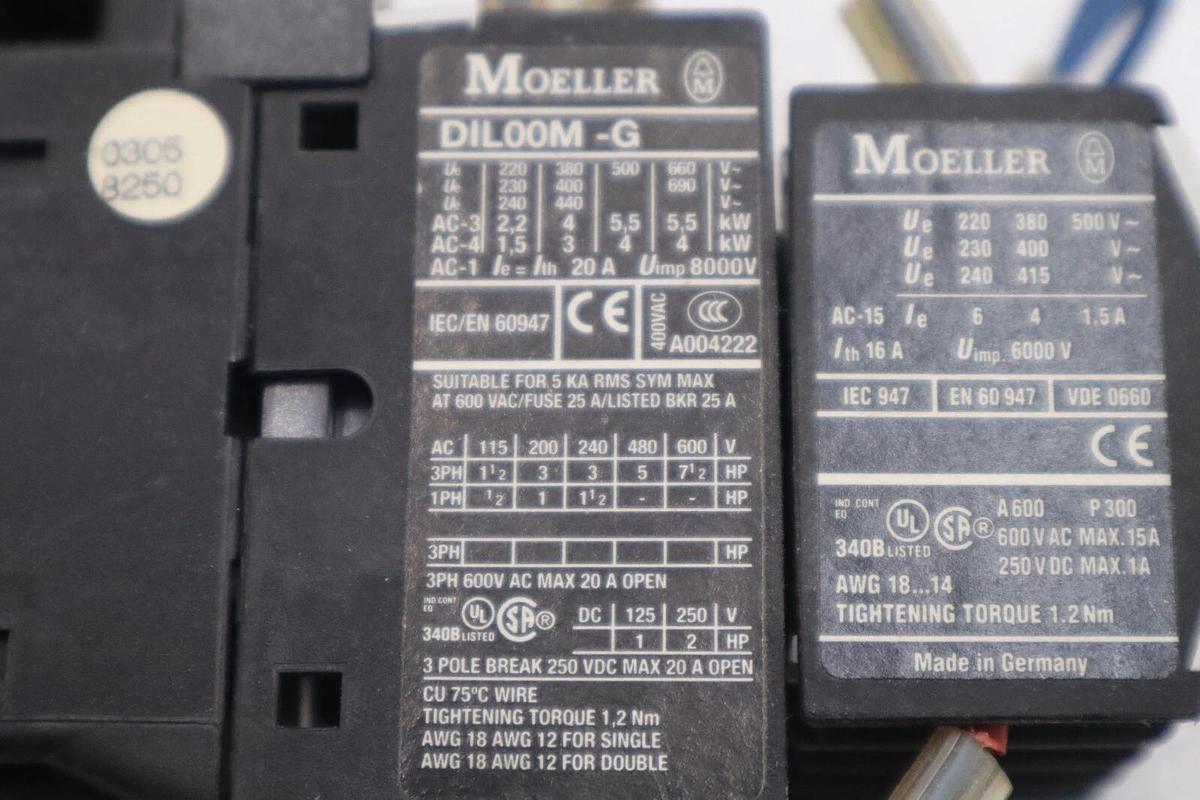 Used Moeller DIL00M-G CONTACTOR 20 AMP 3 POLE STOCK L-460C