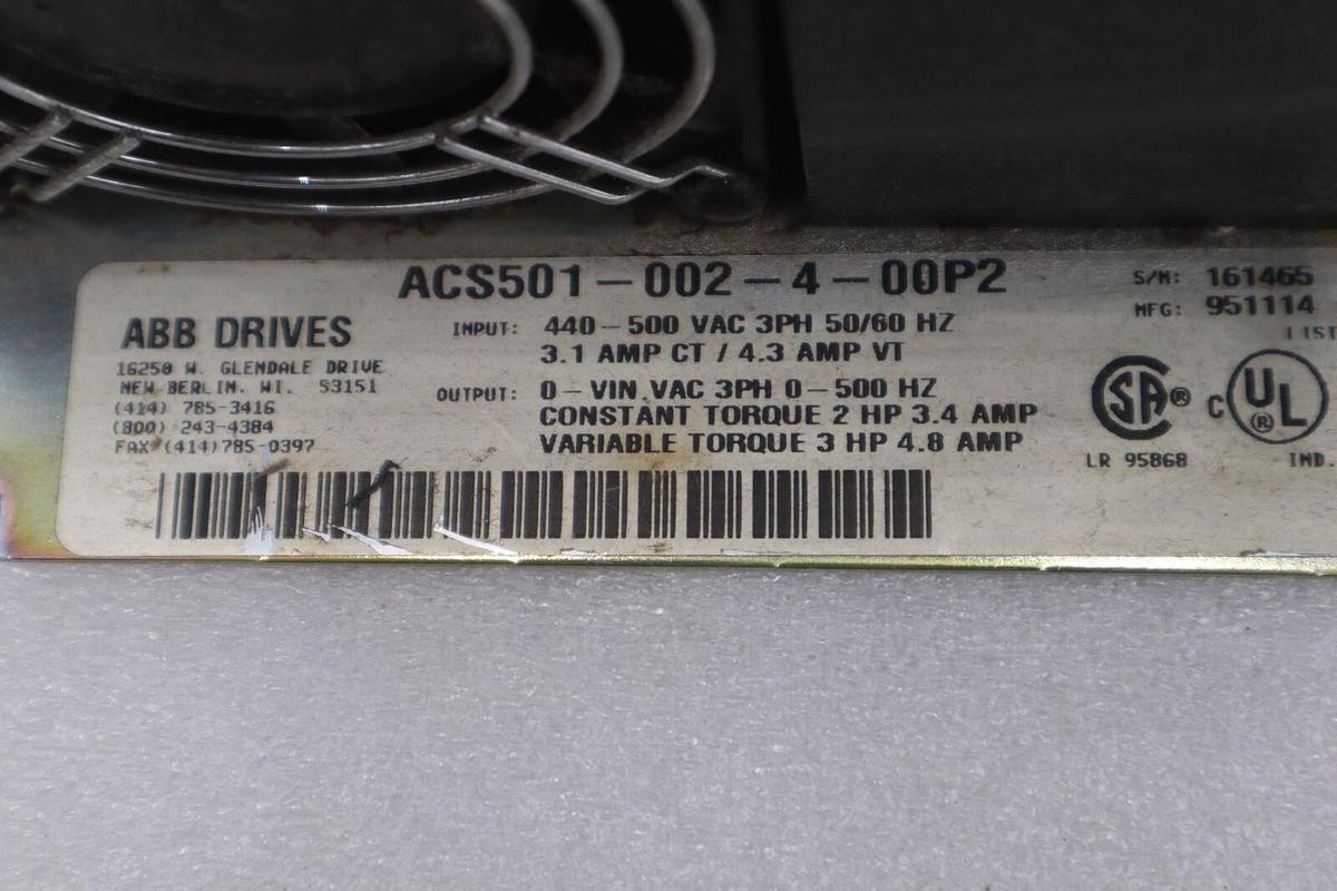 Used ABB ACS500 AC Drive ACS501-002-4-00P2 2 HP 3 PH STOCK 2267-A