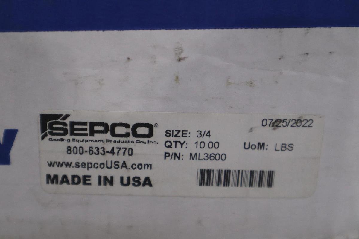 Used SEPCO ML3600 3/4" PTFE/Graphite Packing 10LBS - STOCK GF681