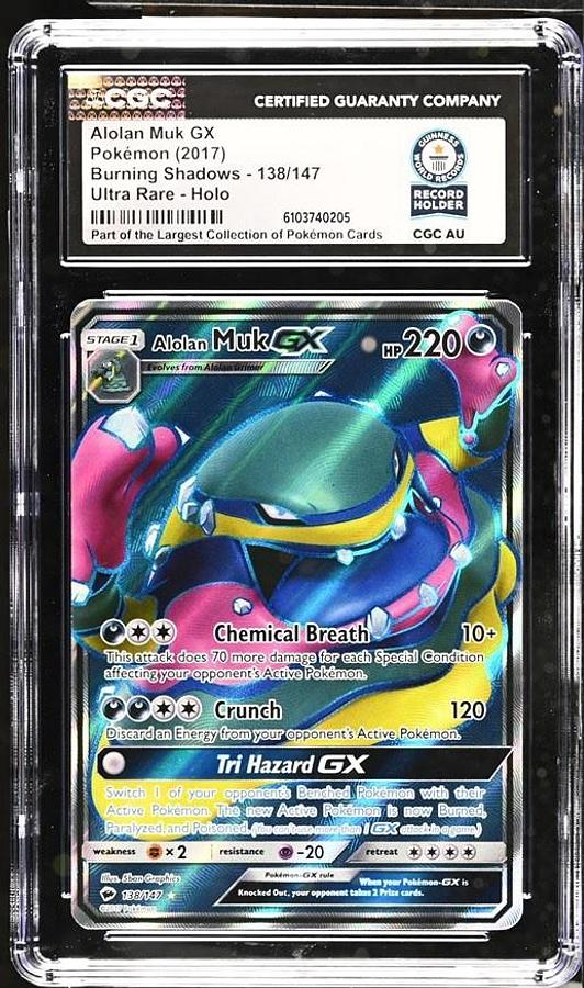 Used 2017 Alolan Muk GX 138/147 Pokemon Burning Shadows Sun & Moon CGC WORLD RECORD