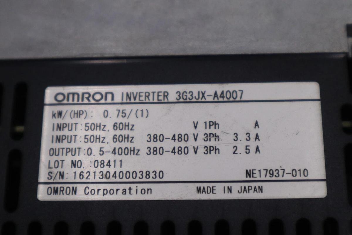 Used OMRON 3G3JX-A4007 JX FREQUENCY INVERTERS DRIVE VARIABLE FREQUENCY STOCK 2991C