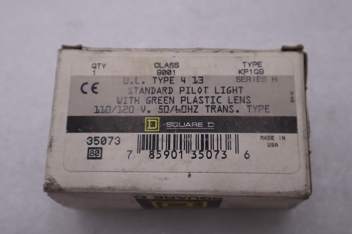 Used SQUARE D 9001 KP169 PILOT LIGHT GREEN LENS STOCK #G-99B