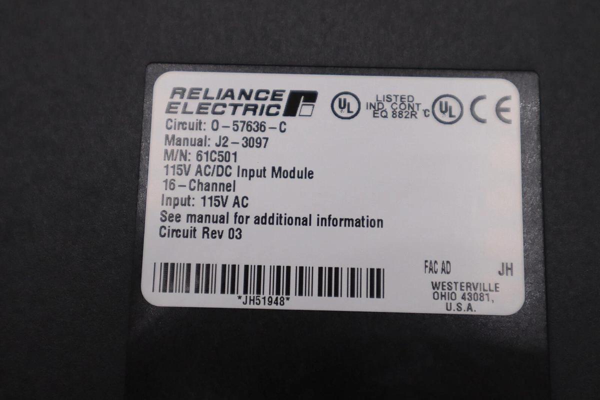 Used NEW RELIANCE ELECTRIC 61C501 O-57636-C 115VAC/DC STOCK G519