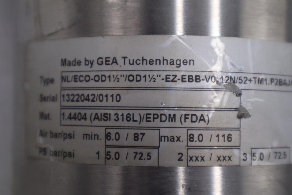 Used GEA TUCHENHAGEN TM1.P2BAJ/67 HYGENIC VALVE STOCK 4874