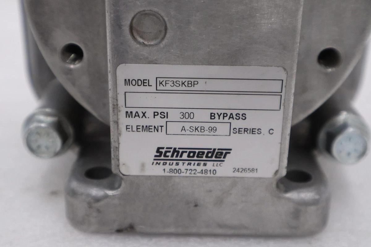 Used SCHROEDER KF3SKBP FILTER 300PSI - STOCK GF396