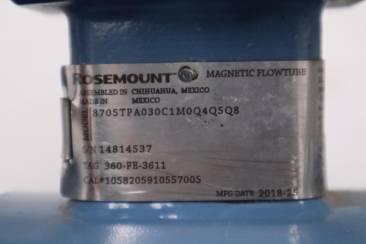 Used Rosemount 8705TPA030C1M0Q4Q5Q8 Magnetic Flowtube STOCK 2902A