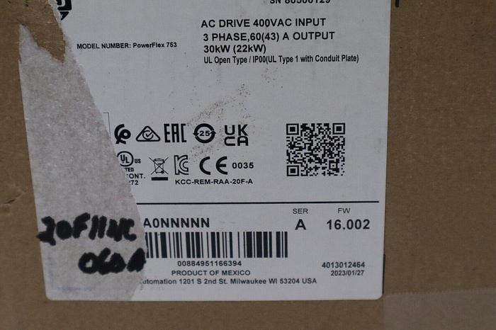 20F11NC060AA0NNNNN PowerFlex 753 40 HP DRIVE VFD NEW 2023 STOCK 1802-A