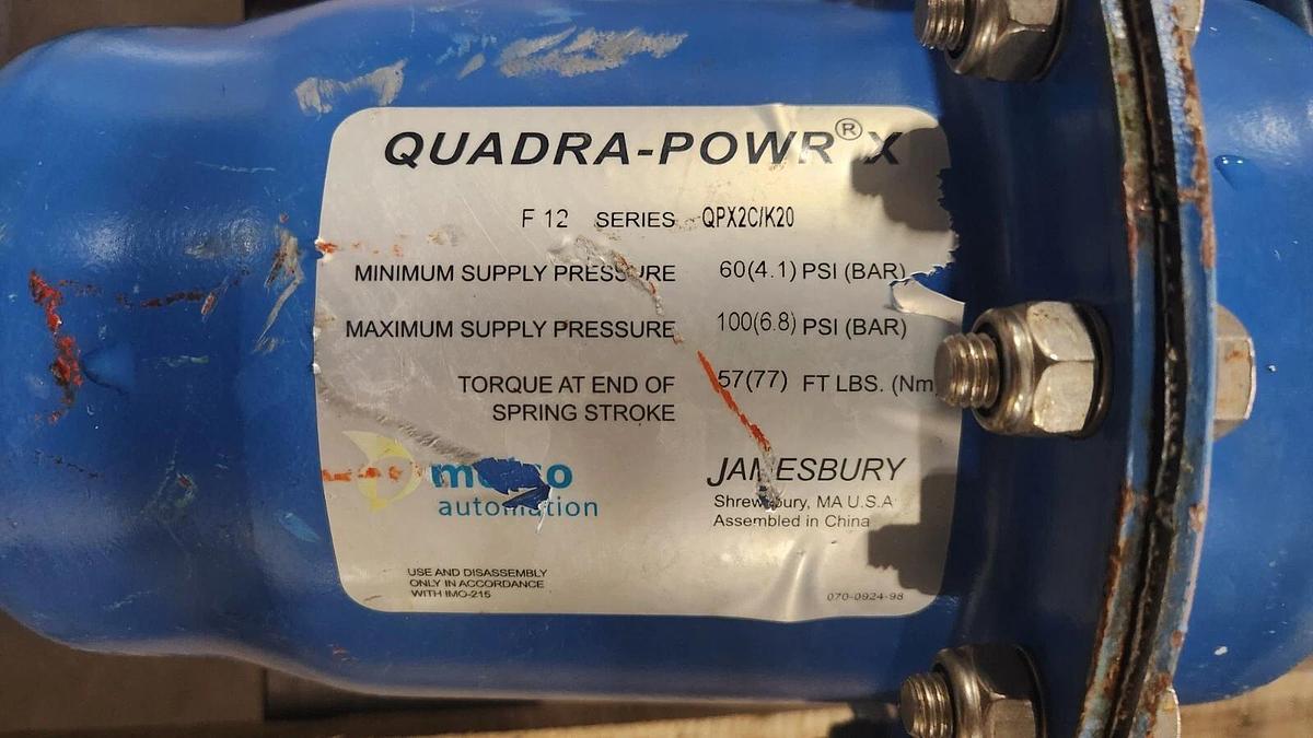 Used 3" QUADRA-POWR® X ROTARY ACTUATORS QPX2C/K20 W/ NELES METSO ND9103HN #PF - 212