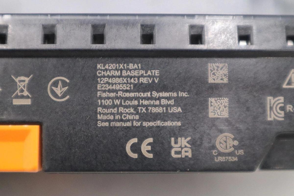 Used Emerson DeltaV KL4201X1-BA1 CHARM BASEPLATE USED UNIT STOCK 2912A