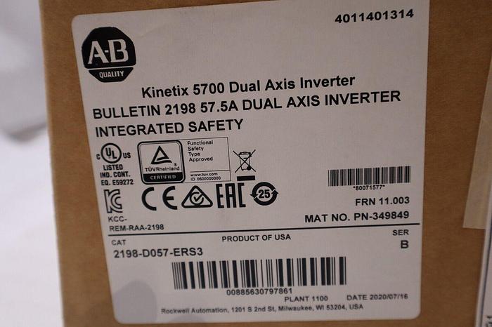 SEALED NEW Allen Bradley 2198-D057-ERS3 /B 2020 Kinetix 5700 Servo Drive #5551