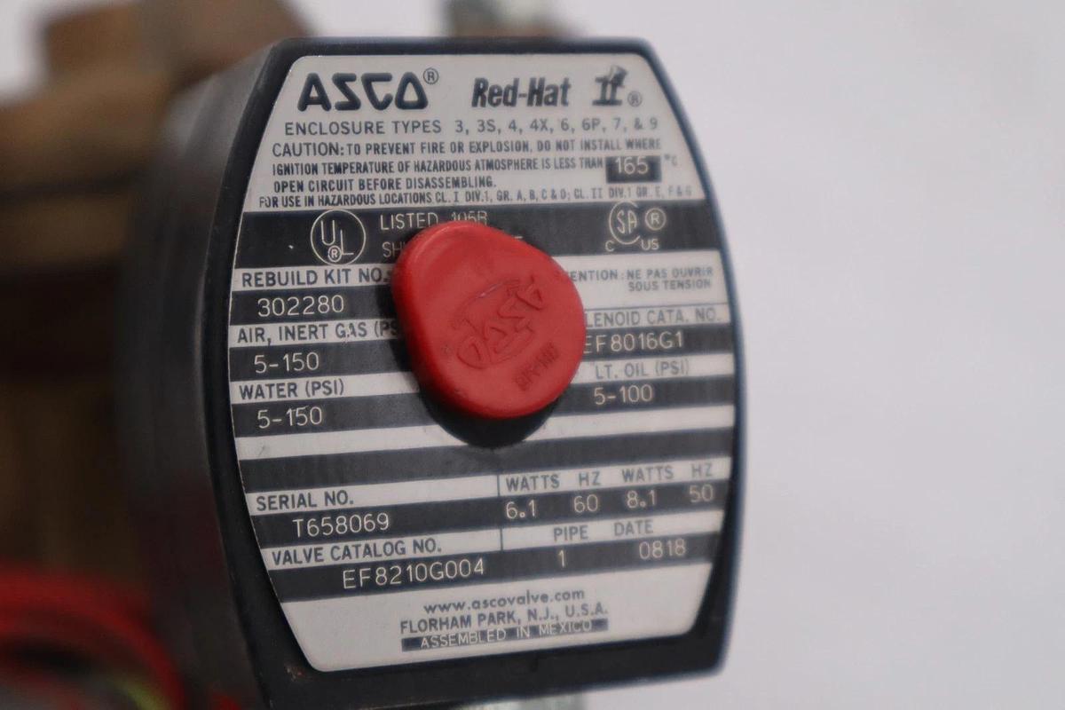 Used NEW ASCO REDHAT EF8210G004 110/120V 5-150PSI 1" STOCK K2105CC