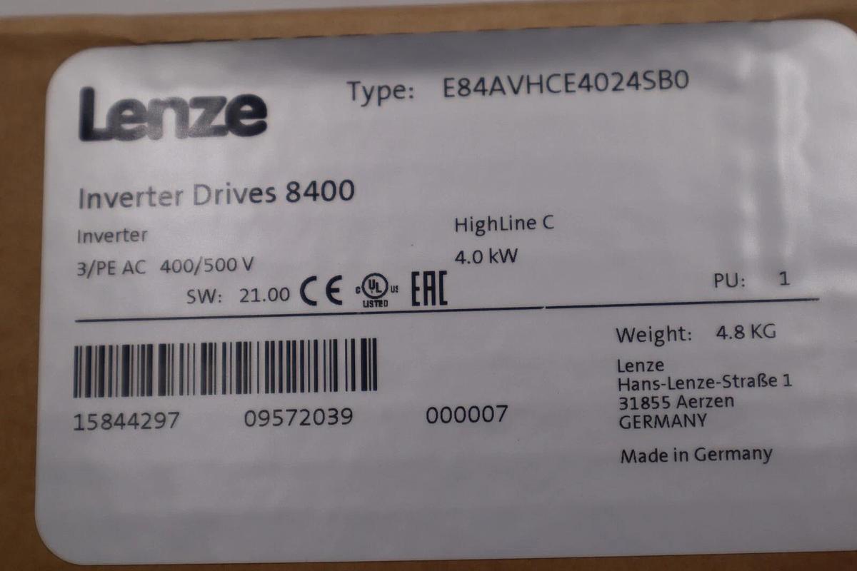 Used Lenze Inverter 8400 HighLine 400V 4.0kW / 5.5HP E84AVHCE4024SB0 NEW STOCK 5146