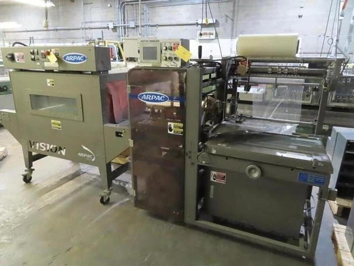 Used ARPAC MODEL L-18 PACKAGING MACHINE WITH HEAT TUNNEL