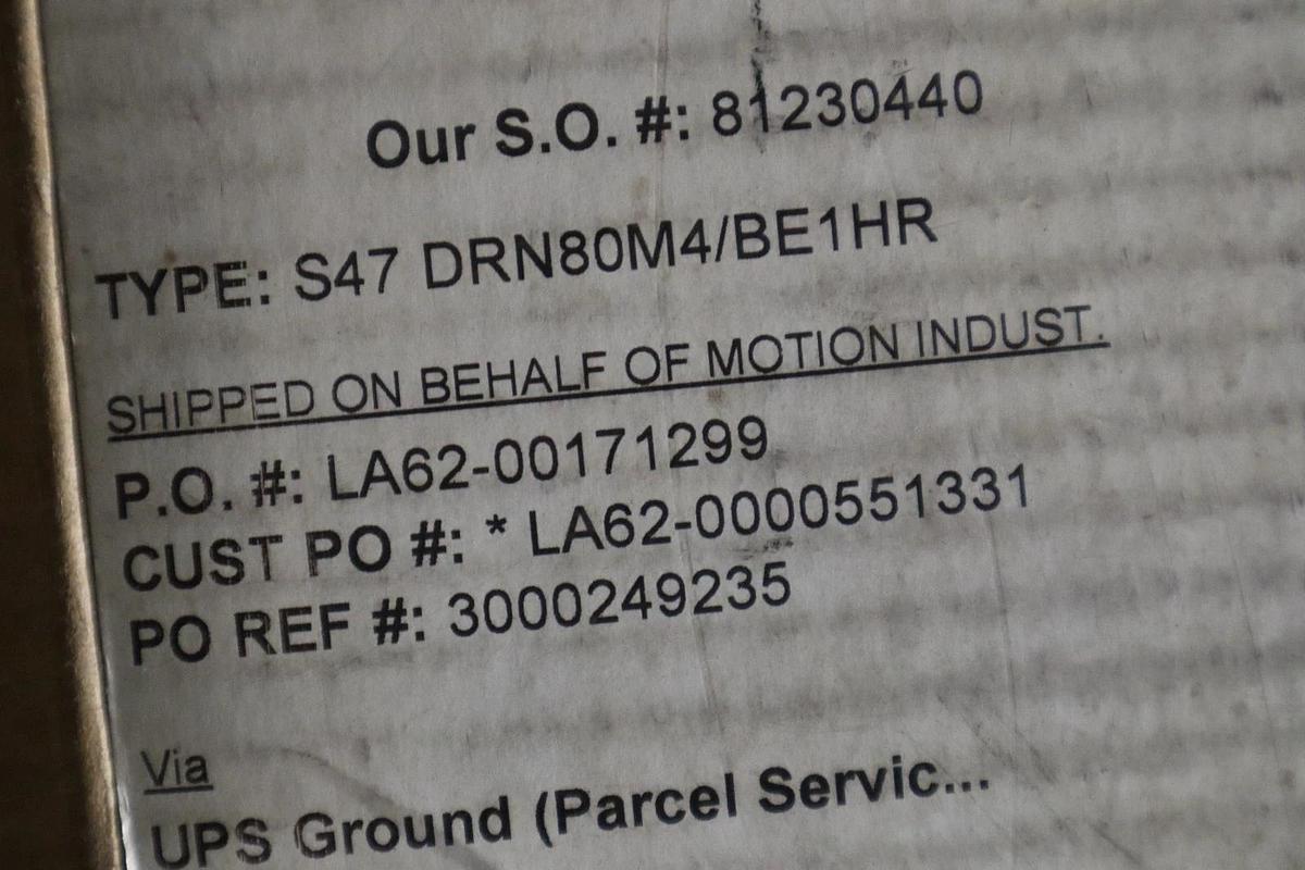 Used NEW Sew Eurodrive S47 DRN80M4/BE1HR Helical Worm Gearmotor STOCK HS-2