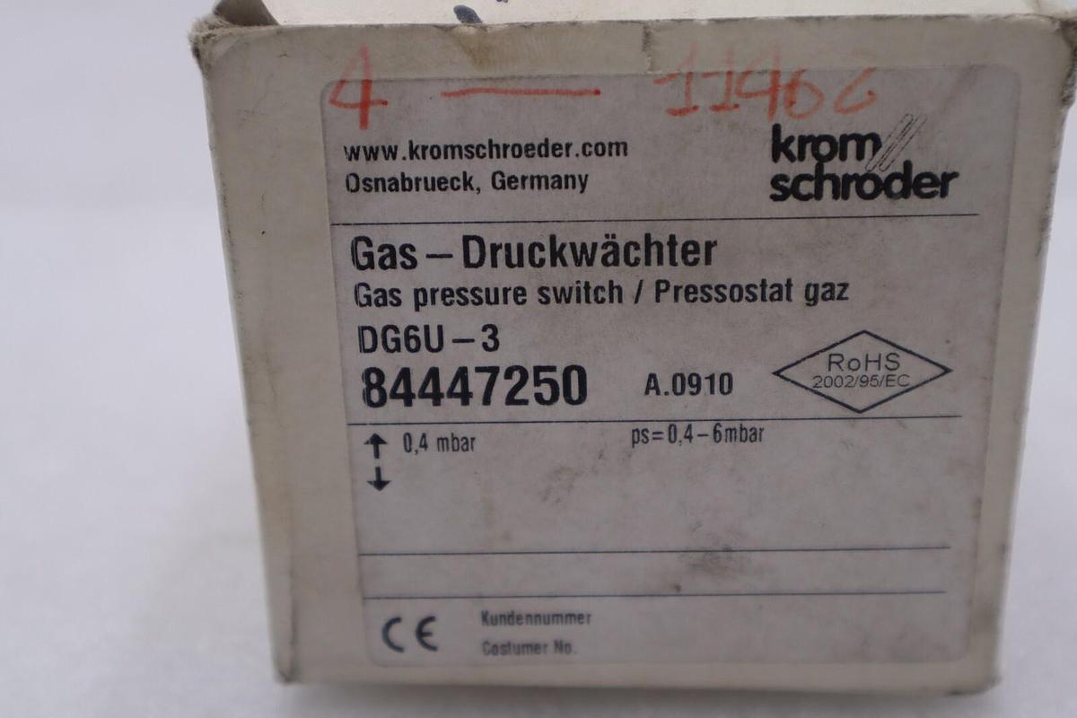 Used NEW OPEN BOX KROMSCHRODER Gas Pressure switch DG6U-3 STOCK K-3464