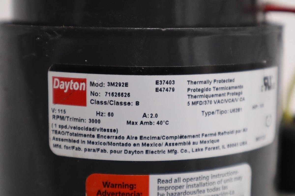 NEW DAYTON 3M292E TYPE PSC RPM 3000 1/8 HP 115V 60 Hz 1 PH STOCK H1147