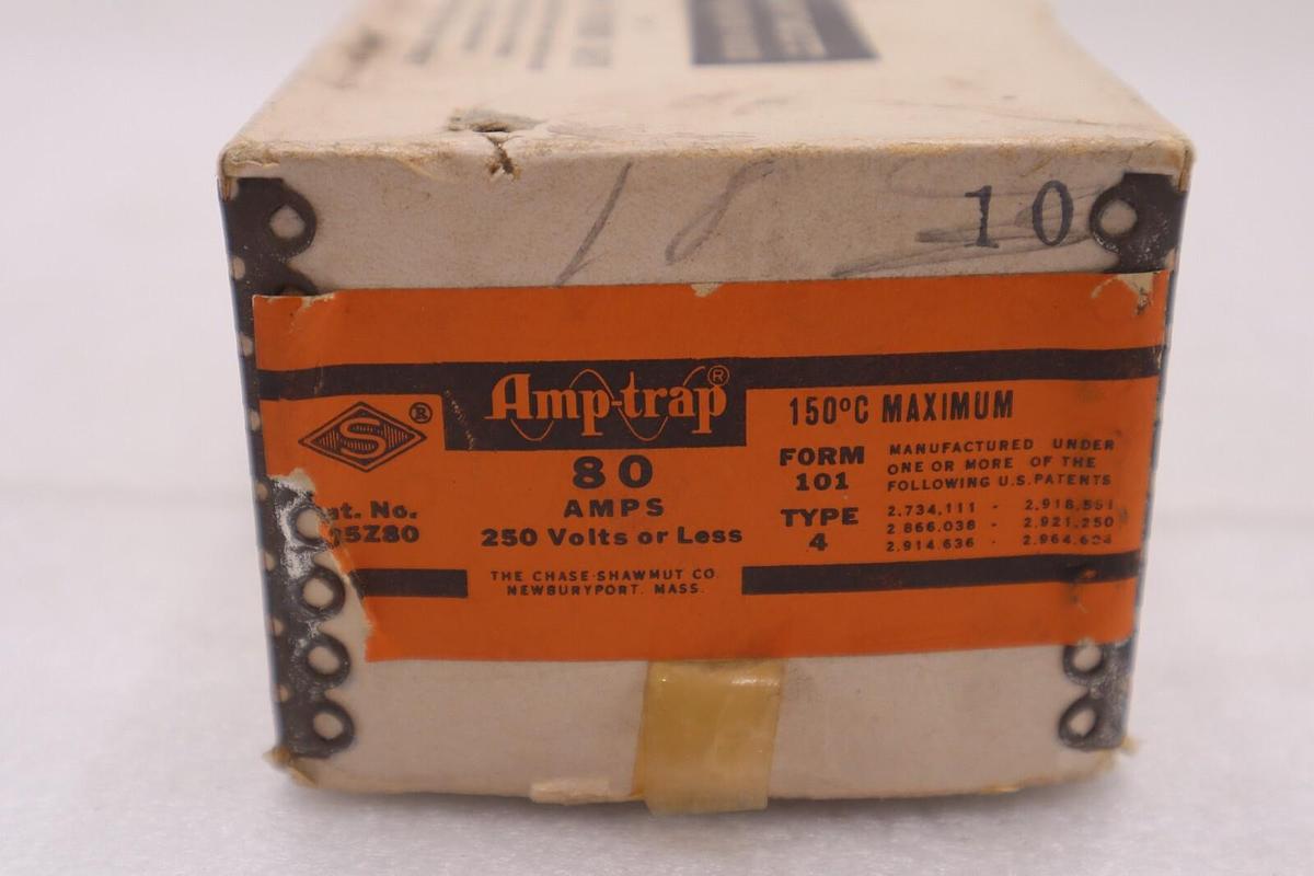 Used Shawmut Amp Trap Model A25Z80 Fuses 80AMPS 250Volts or Less #3668