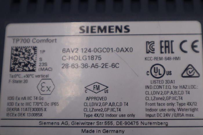 NEW Siemens 6AV2124-0GC01-0AX0 SIMATIC OPERATOR INTERFACE TP700 Panel STOCK 5132
