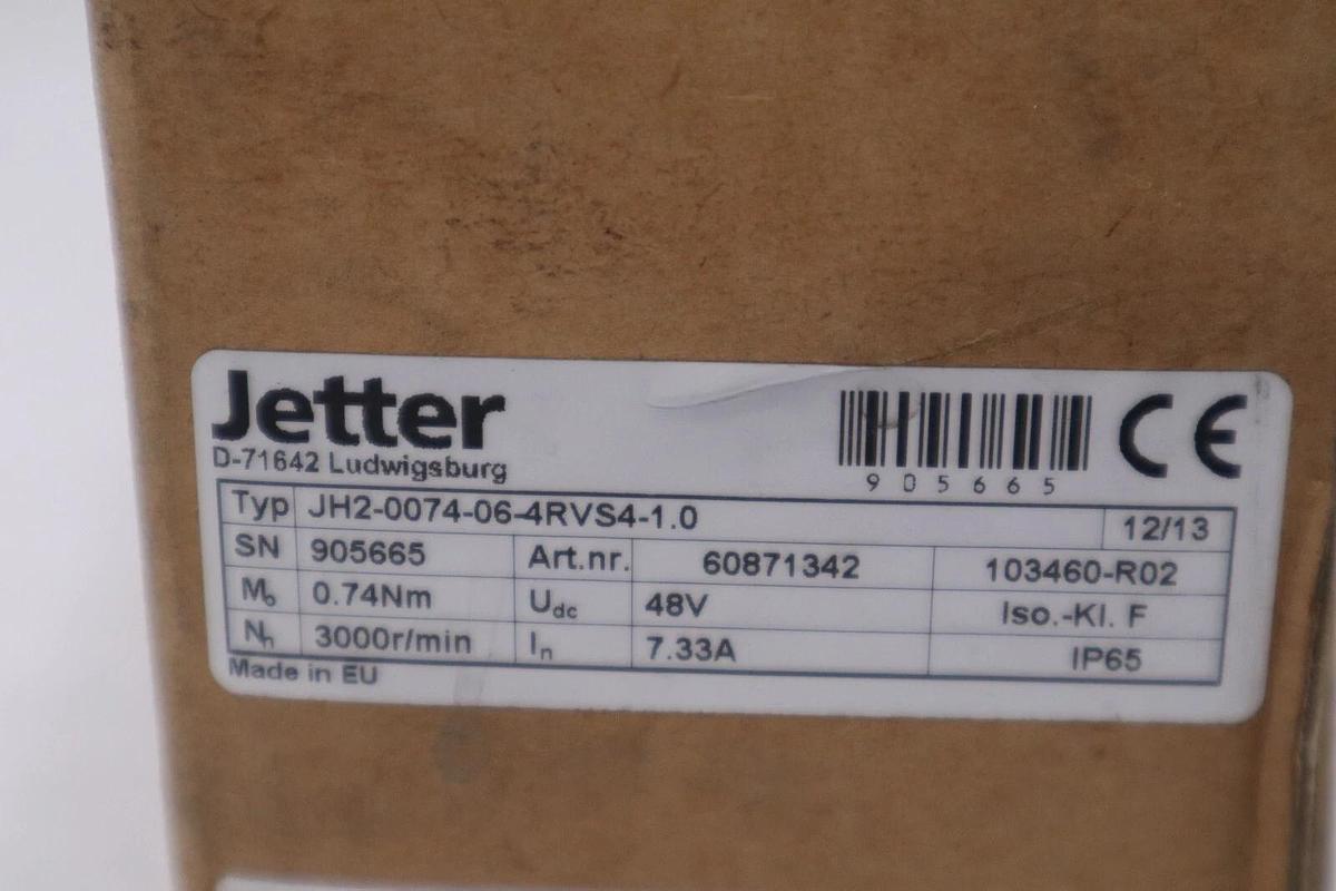 Used NEW IN BOX JETTER SERVO MOTOR D-71642 TYP JH2-0074-06-4RVS4-1.0 STOCK H181