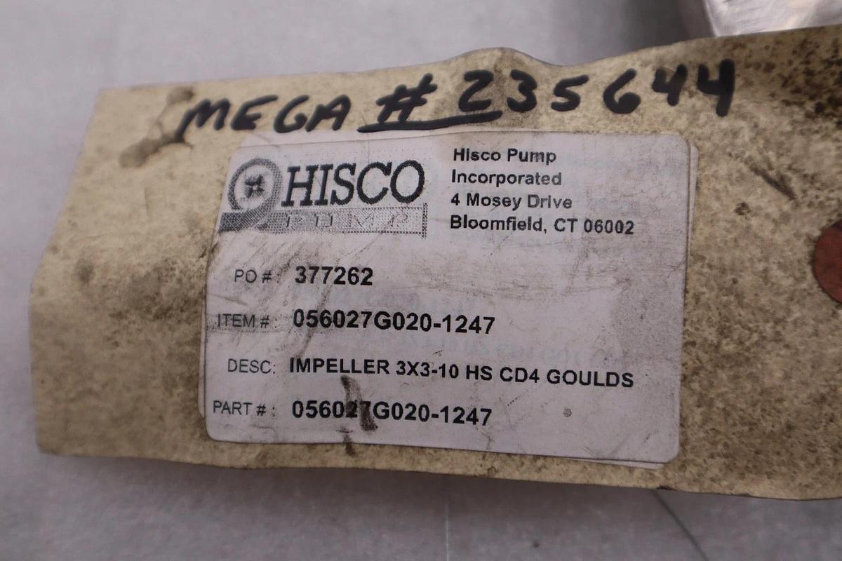Used GOULDS 056027G020-1247 3X3-10 HS CD4 IMPELLER - STOCK GF714