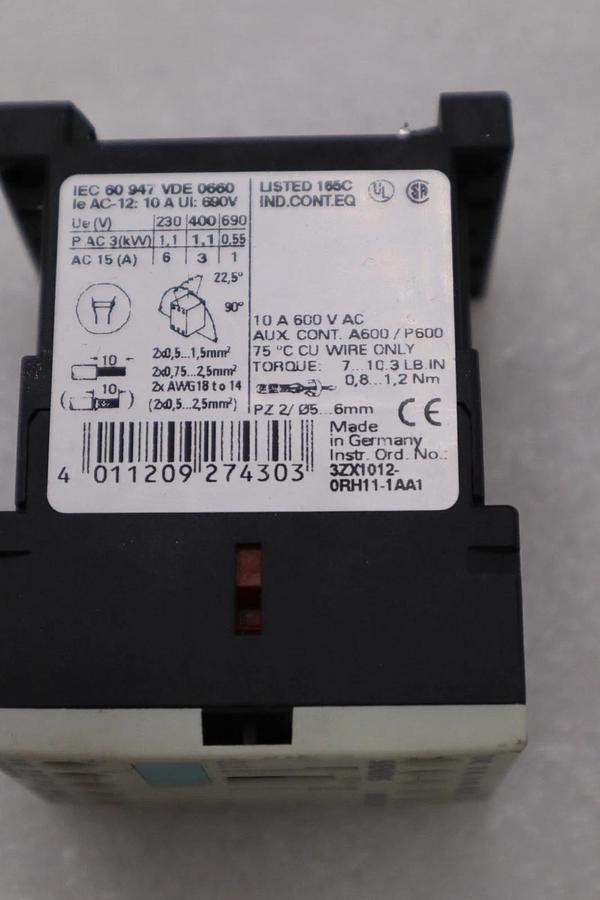 NEW OPEN BOX SIEMENS 3ZX1012-0RH11-1AA1 CONTACTOR  STOCK H1114A