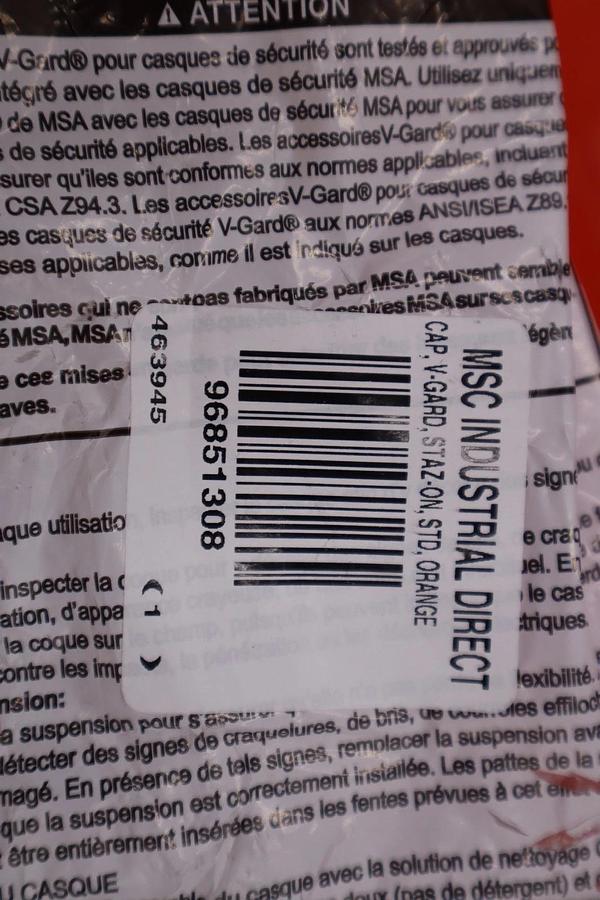Used NEW V-Gard Slotted Hard Hat Cap Orange MSA 463945 STOCK H806