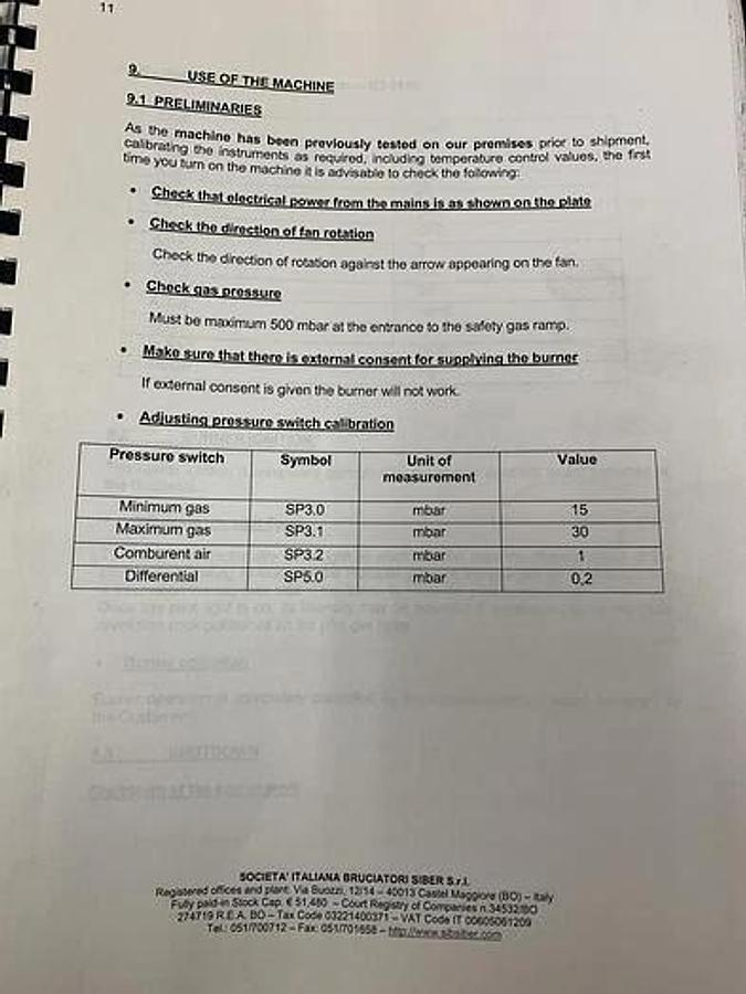 Used SIB SIBER MODEL 220 BURNER