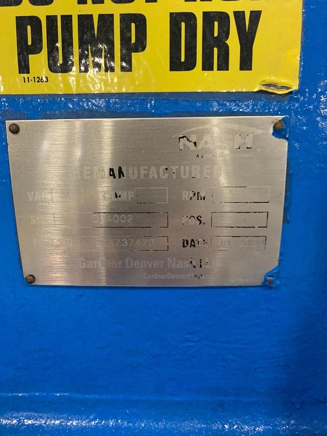 Used NASH CL4002 VACUUM PUMP REMANUFACTURED 2020