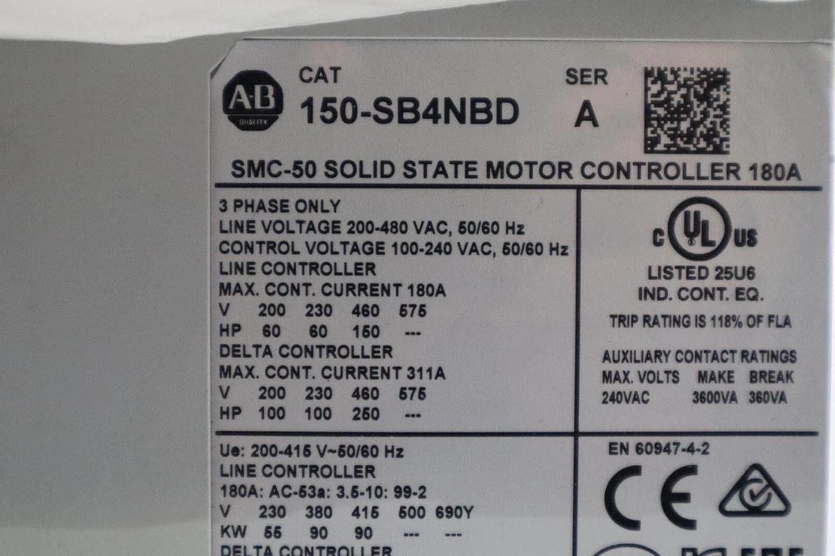 Used SMC-50 SMART MOTOR CONTROLLER 150-SB4NBD NEW UNIT STOCK 3355-A