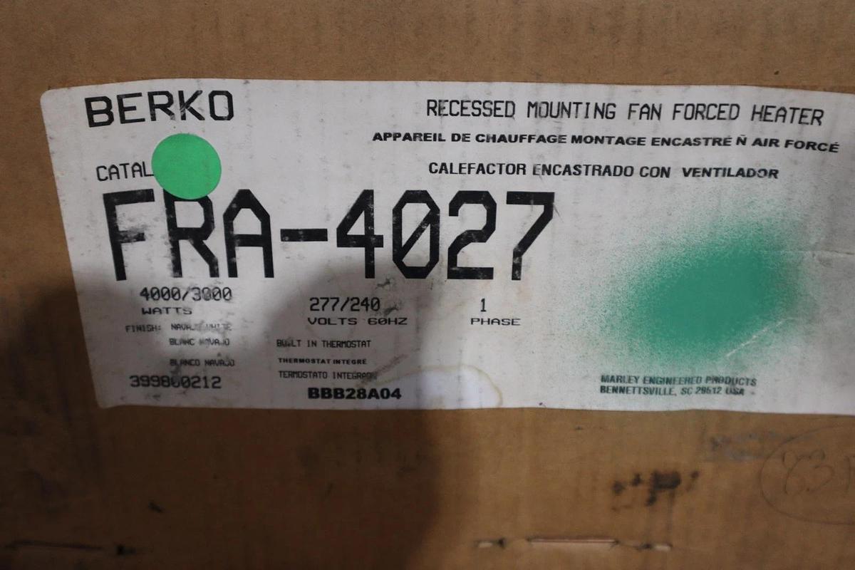 BERKO FRA4027 4000/3000W 277/240V WALL HTR - STOCK 1390CC