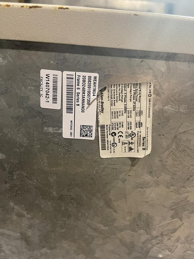 Used Allen-Bradley PowerFlex 700 AC Drive 20BD248M3ANNAND0 Ser. B 200HP S-85