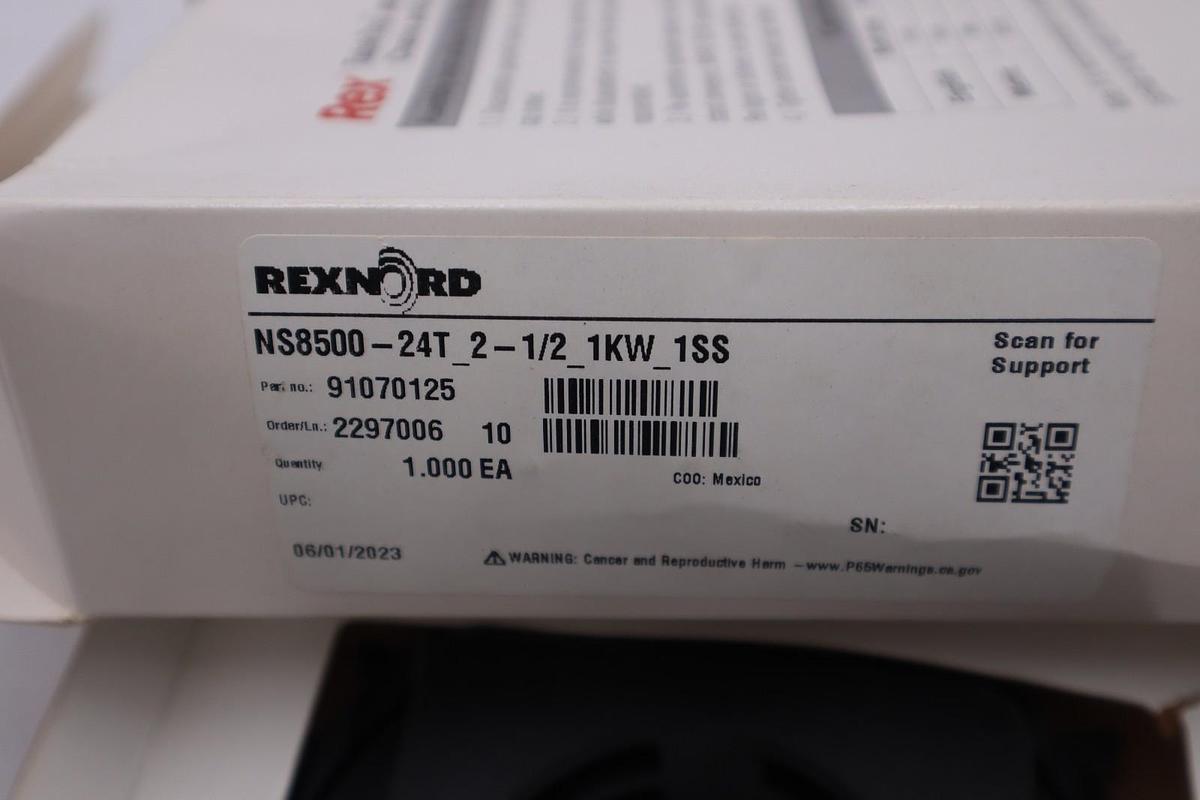 Used NEW OPEN BOX- REXNORD NS8500-24T 2-1/2 1KWSS / Sprocket STK H1880