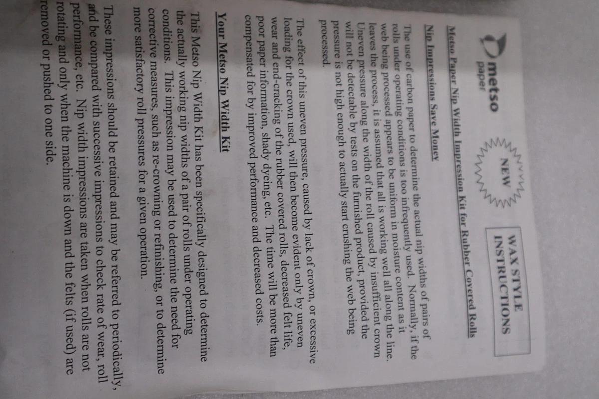 Metso Nip Impression Kit NEW OPEN BOX STK GF457