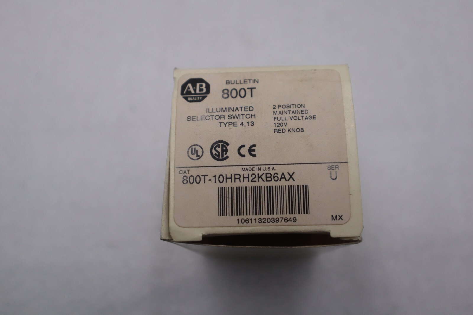 Used Allen Bradley 800T-10HRH2KB6AX ILLUMINATED SELECTOR SWITCH SER U STOCK K-3219