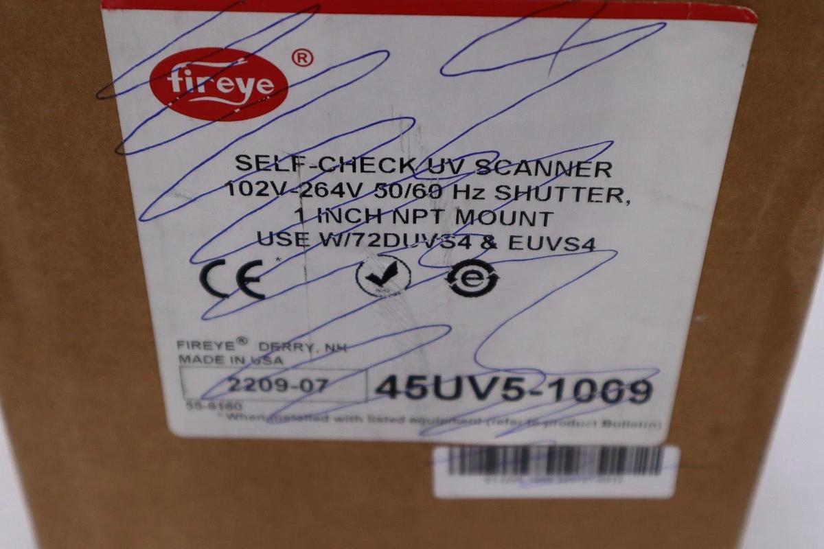 Used NEW WITH BOX FIREYE 45UV5-1009 120VAC (AS PICTURED) 1" STOCK 3486A