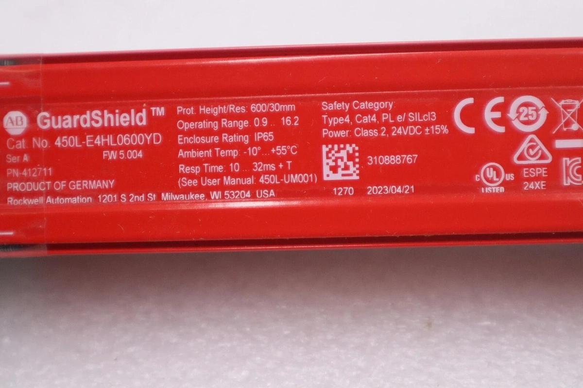 Allen Bradley 450L-E4HL0600YD Ser. A Enhanced Safety Light Curtain Transceiver