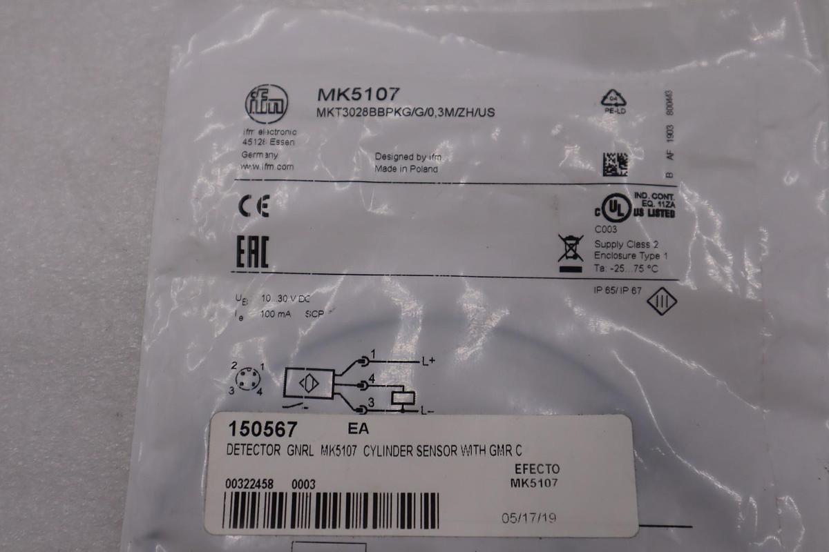 EFECTOR MK5107/ MKT3028BBPKG/G/0,3M/ZH/US SENSOR STOCK H1645A