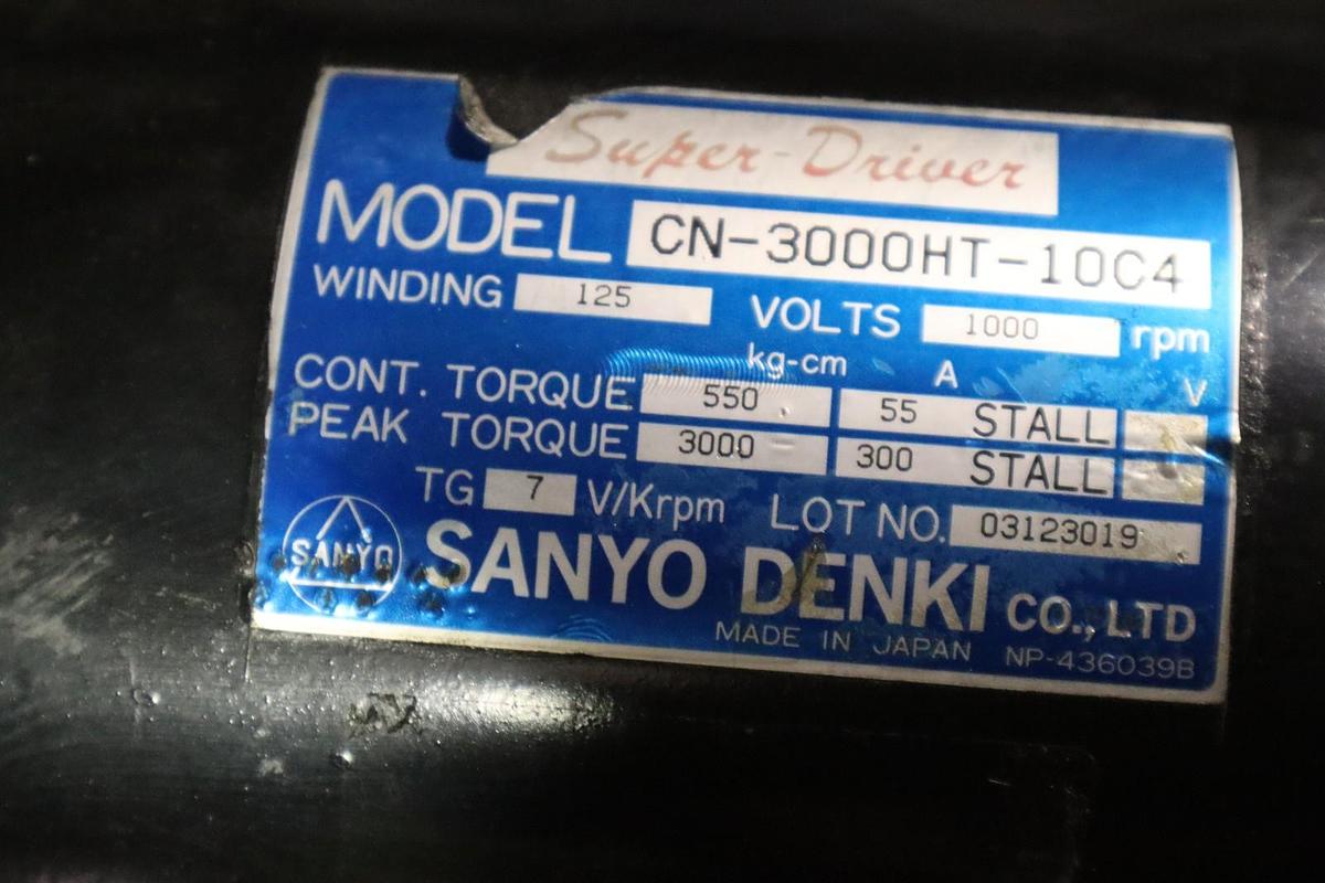 Used Sanyo Denki CN-3000HT-10C4 Servo Motor 550kg-cm 1000rpm 125v-dc STOCK HP101