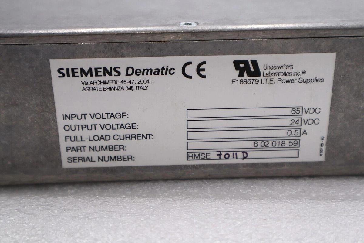Used SIEMENS DEMATIC POWER SUPPLIES TRANSFORMER  #L-374