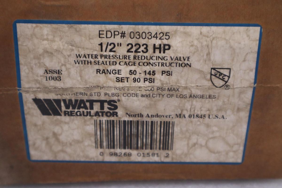 WATTS LF223-HP 1/2" RANGE 50-145 PSI PRESSURE VALVE - STOCK GF481