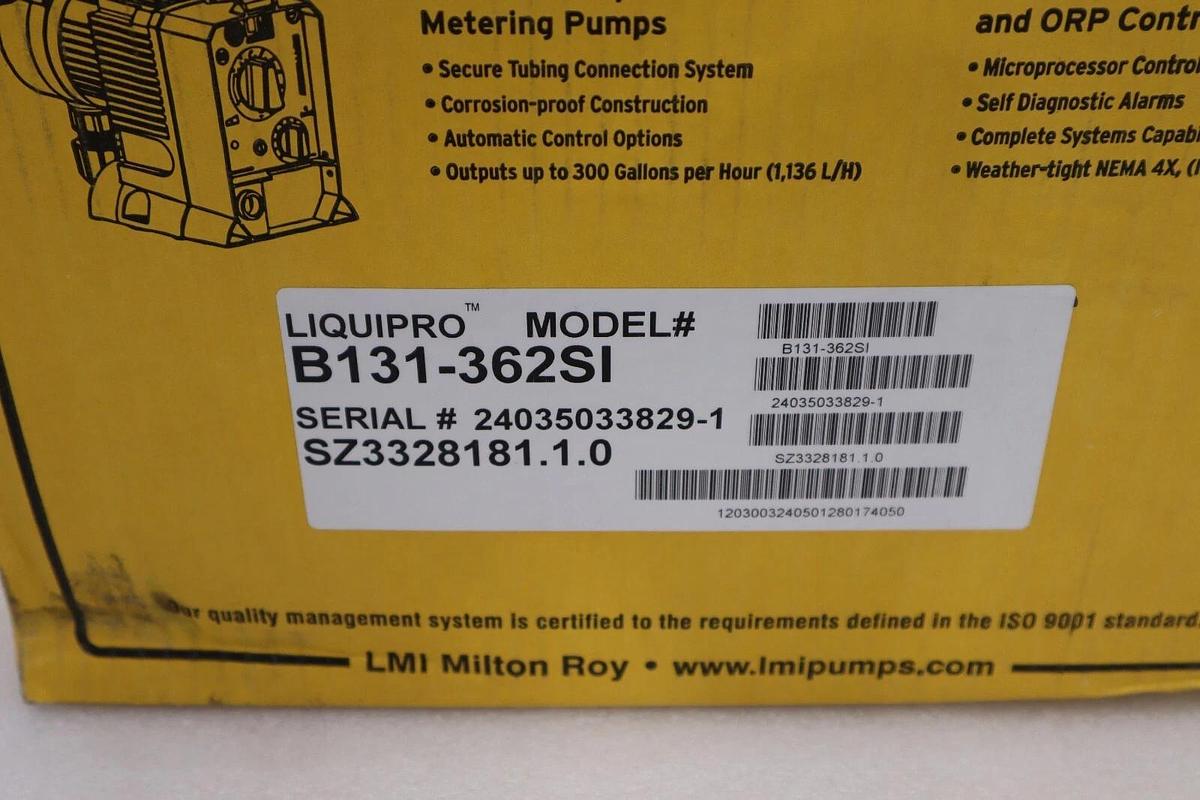Used NEW IN BOX LMI MILTON ROY LIQUIPRO B131-362SI Metering Pump STOCK H425