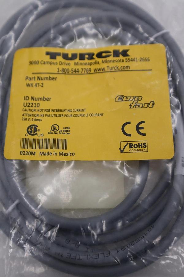 NEW TURCK WK4T-2 U2210 CORD SET STOCK G953A