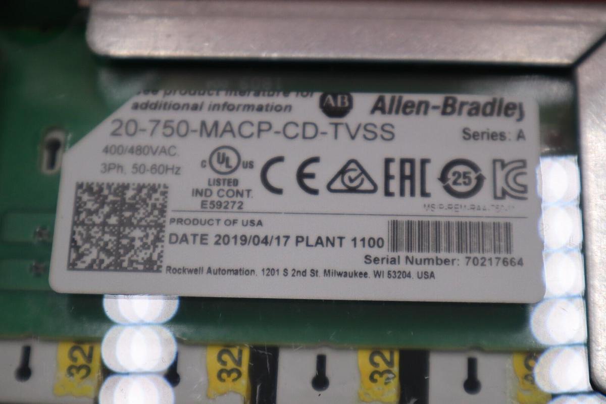 Used ALLEN BRADLEY 20-750-MACP-CD-TVSS SER. A 400/480VAC NEW UNIT STOCK G86A