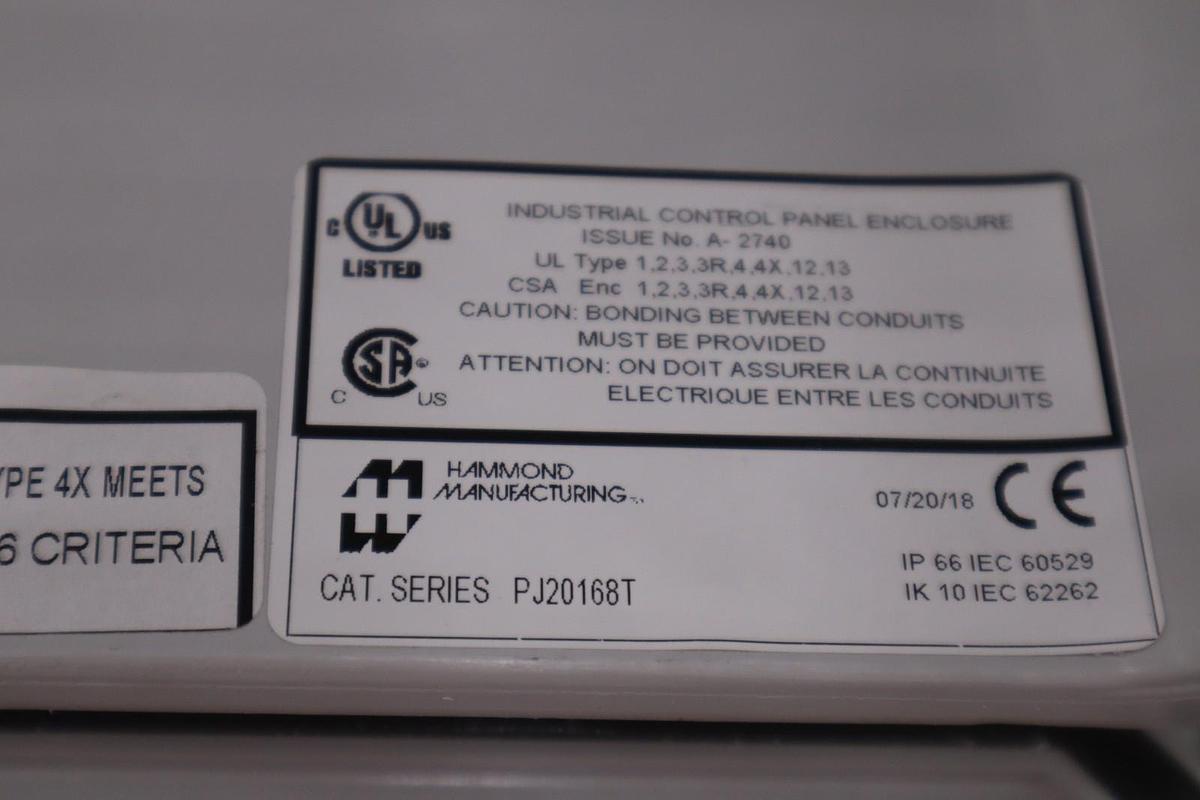 HAMMOND MANUFACTURING PJ20168T BOX FIBERGLASS 21.59"L X 17.59"W - STOCK GF961