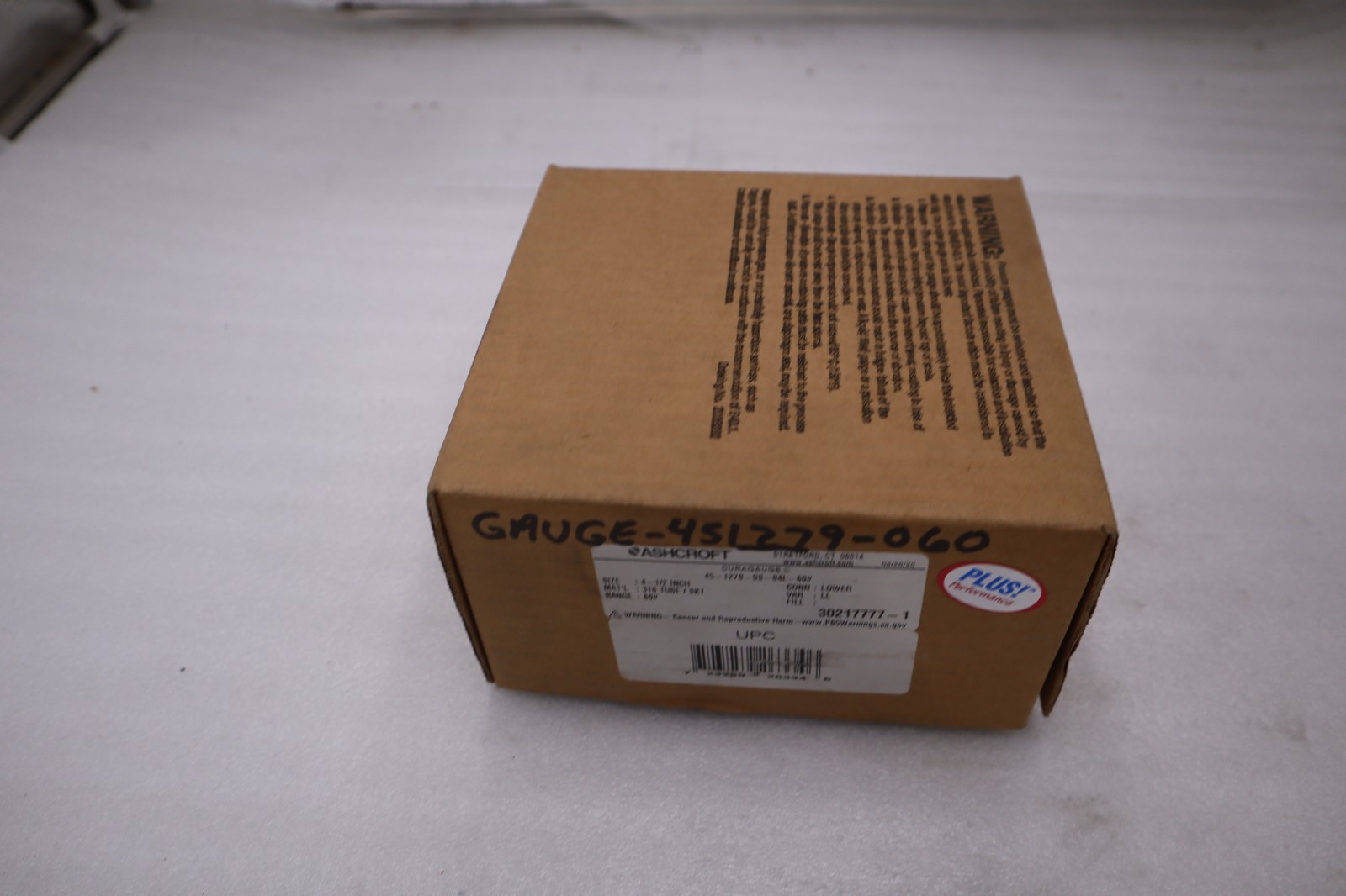 Used ASHCROFT 45-1279-SS-04L PRESSURE GAGE STOCK #GF-681A