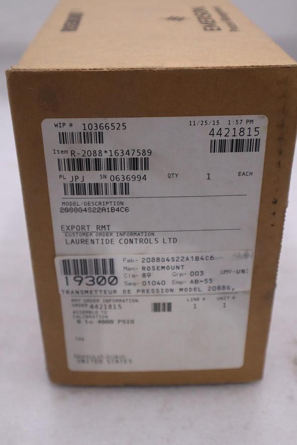 ROSEMOUNT 2088G4S22A1B4C6 10.5-36VDC 4000PSI - STOCK GF880