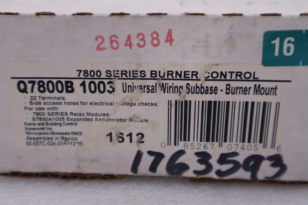 HONEYWELL Q7800B-1003 / Q7800B 1003 SERIES 7800 WIRING SUBBASE NEW STOCK H46A