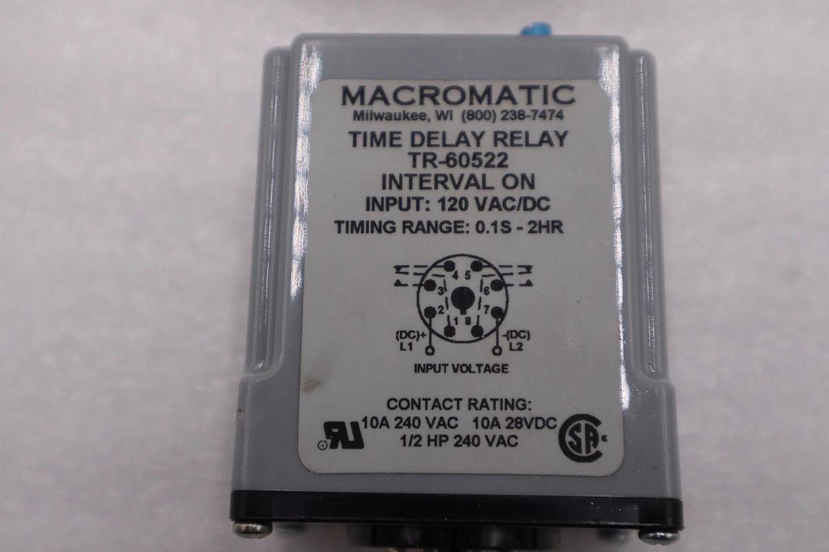 Used TR-60522 - MACROMATIC - TIME DELAY RELAY 120VAC/DC NEW UNIT STOCK H1306A