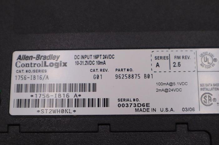 Used ALLEN BRADLEY AB 1756-IB16 /A ControlLogix 16 Point D/I Module STOCK B-1306