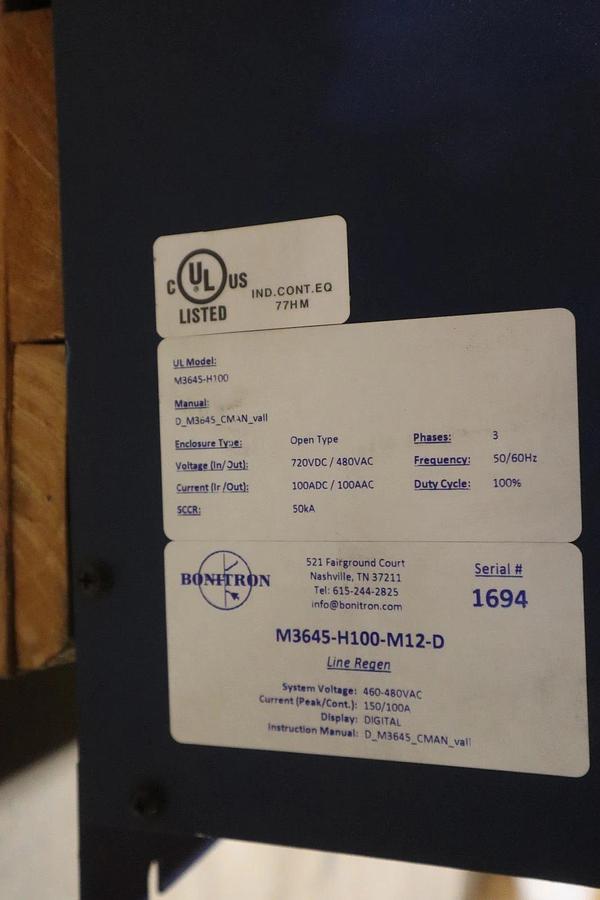 Used BONITRON M3645-H100-M12-D 460-480VAC 150/100A - STOCK CC104